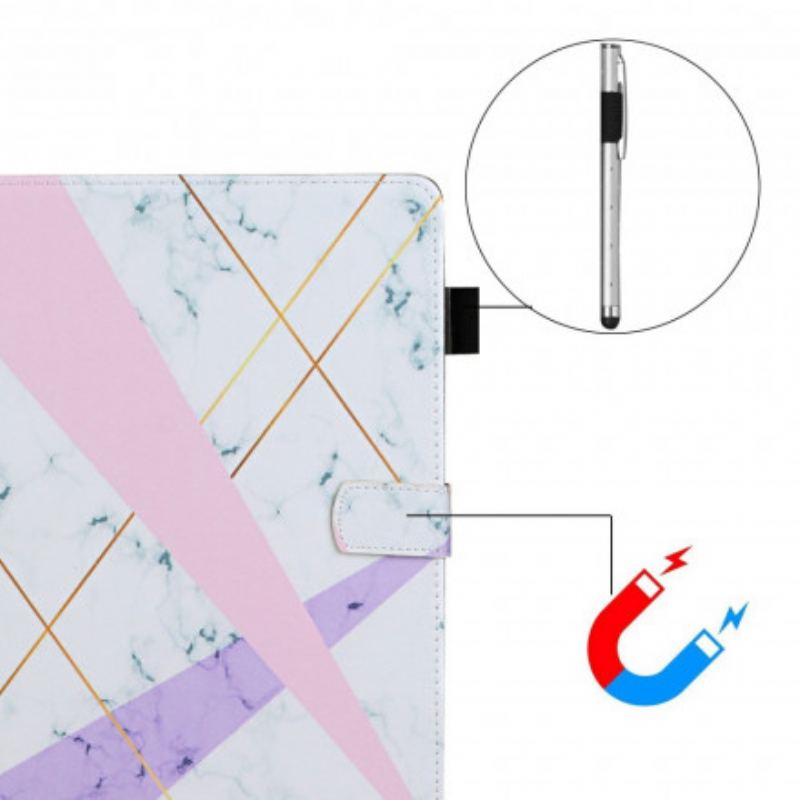Capa Flip Para Samsung Galaxy Tab A7 (2020) Geometria De Mármore
