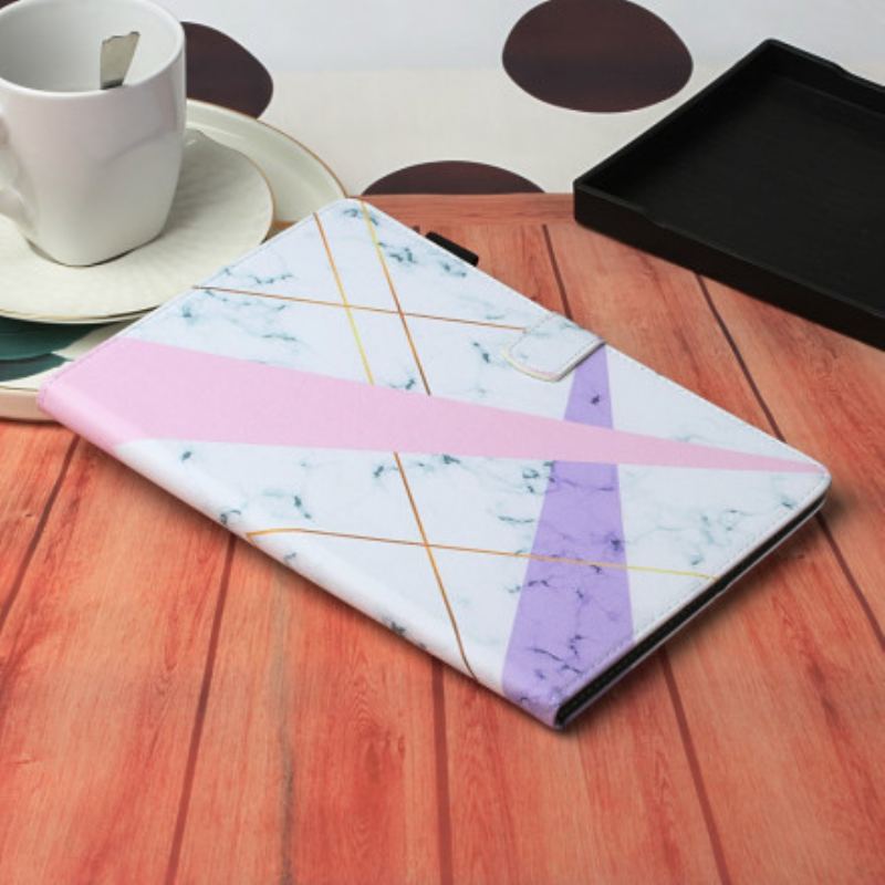 Capa Flip Para Samsung Galaxy Tab A7 (2020) Geometria De Mármore