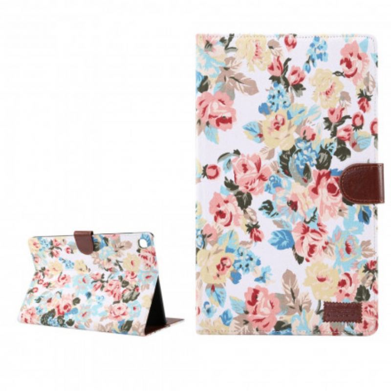 Capa Folio Para Samsung Galaxy Tab A7 (2020) Flores Da Liberdade