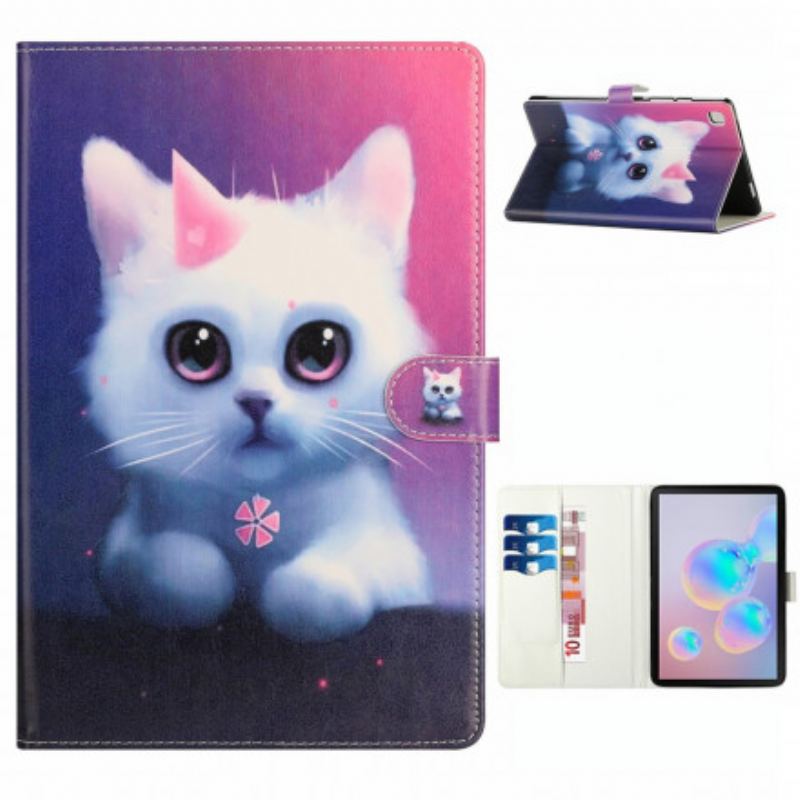 Capa Folio Para Samsung Galaxy Tab A7 (2020) Gatinho Branco