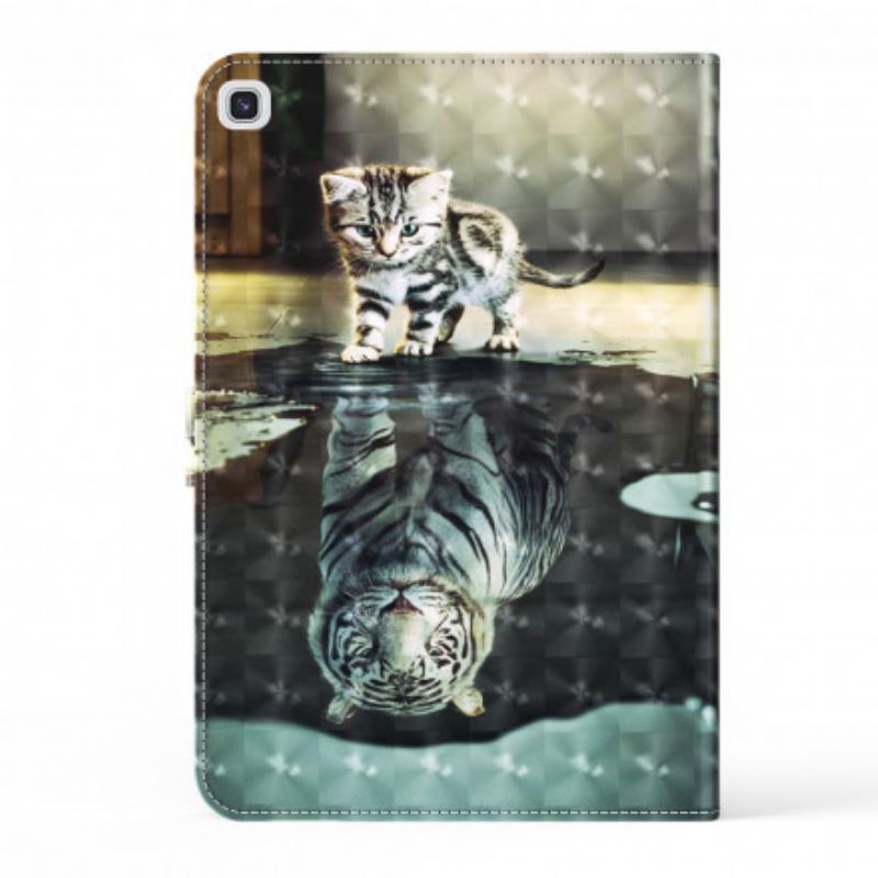 Capa Folio Para Samsung Galaxy Tab A7 (2020) Ponto De Luz Sonho De Gato