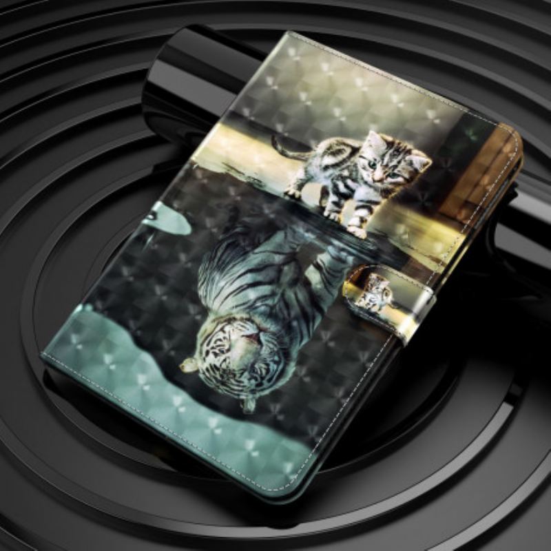 Capa Folio Para Samsung Galaxy Tab A7 (2020) Ponto De Luz Sonho De Gato