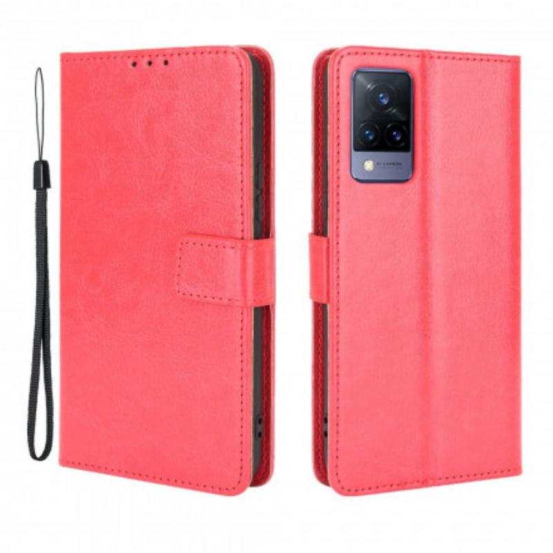Capa Flip Para Vivo V21 5G Couro Falso Chamativo