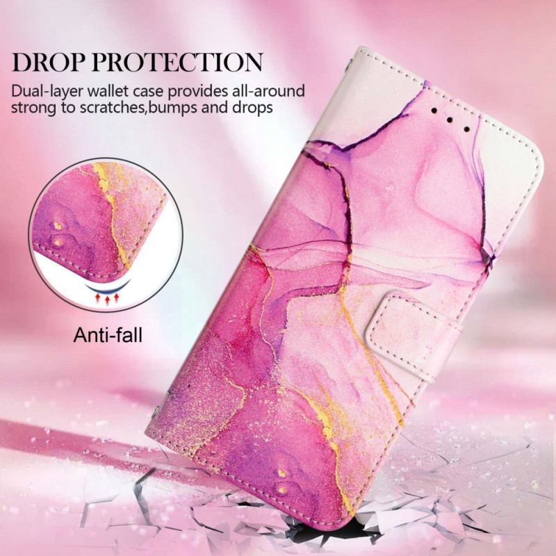 Capa Flip Para Vivo V21 5G Mármore Com Cordão