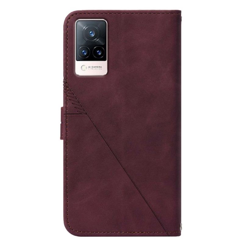 Capa Folio Para Vivo V21 5G Efeito Couro Com Alça De Ombro