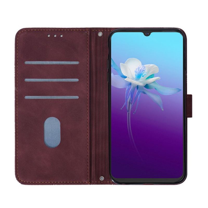 Capa Folio Para Vivo V21 5G Efeito Couro Com Alça De Ombro