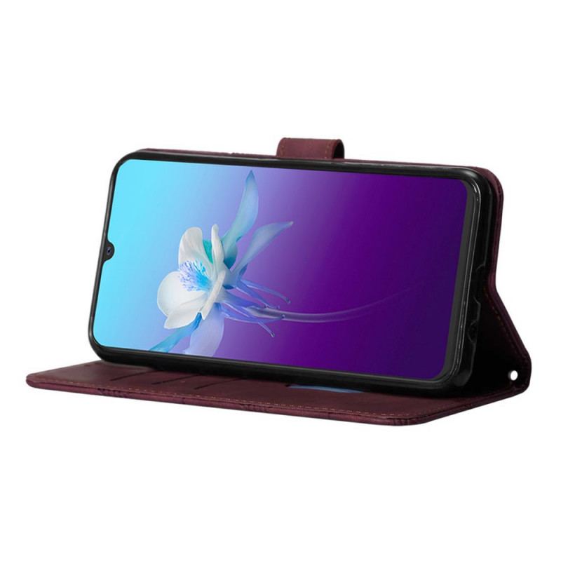Capa Folio Para Vivo V21 5G Efeito Couro Com Alça De Ombro