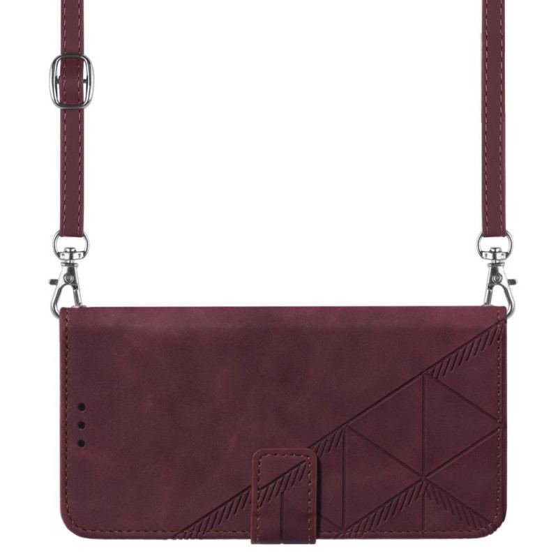 Capa Folio Para Vivo V21 5G Efeito Couro Com Alça De Ombro