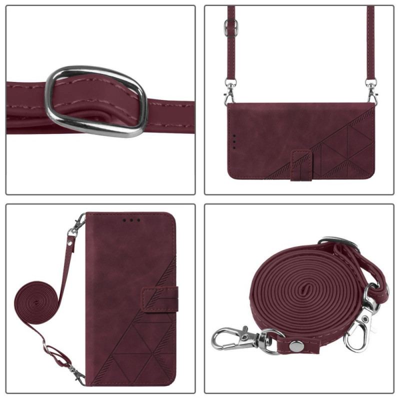 Capa Folio Para Vivo V21 5G Efeito Couro Com Alça De Ombro