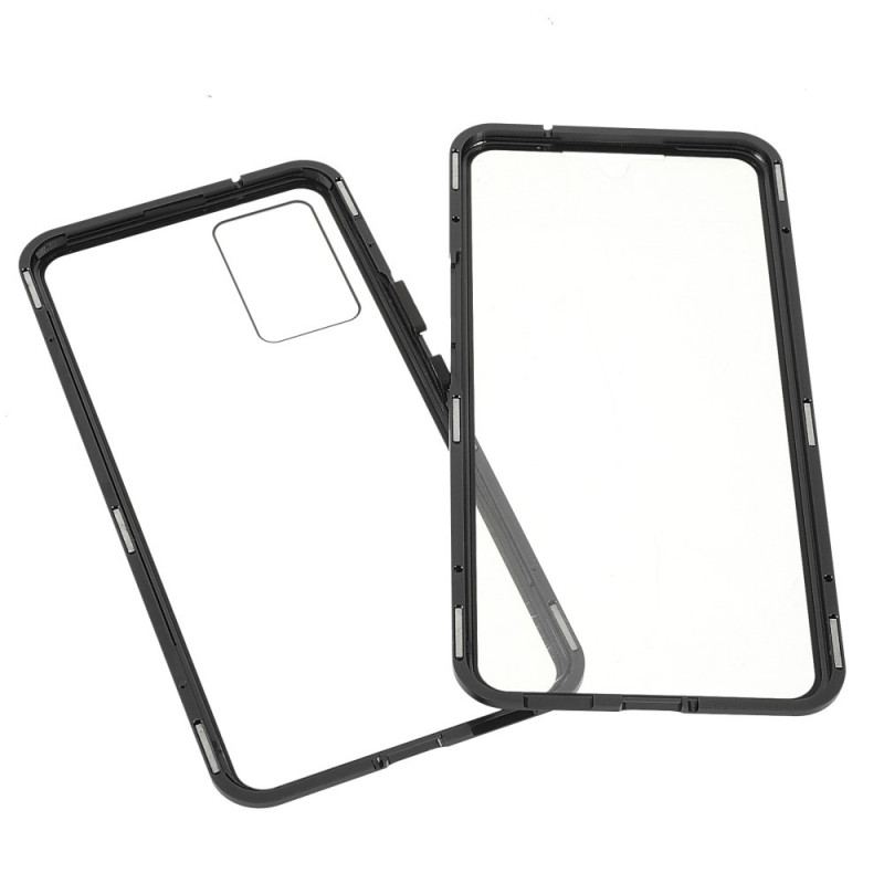 Capa Para Vivo V21 5G Dois Lados De Vidro Temperado Magnético E Metal