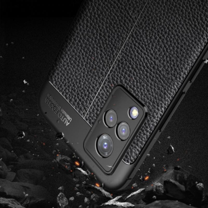 Capa Para Vivo V21 5G Linha Dupla Efeito Couro Litchi