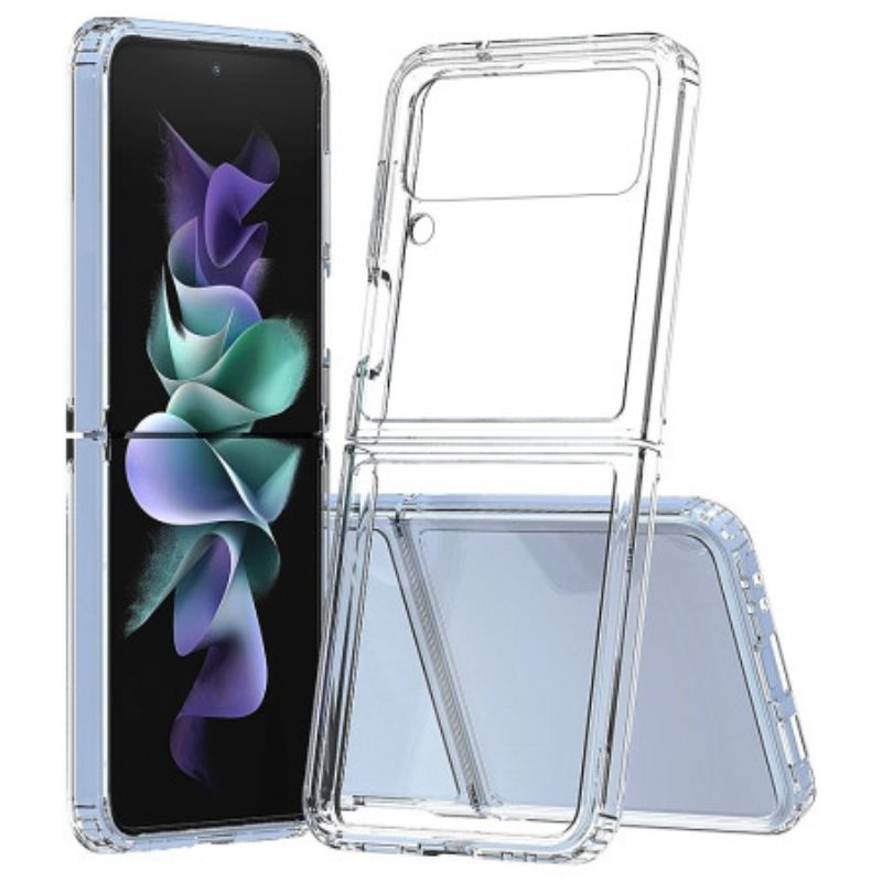 Capa De Celular Para Samsung Galaxy Z Flip 4 De Couro Contorno Reforçado Transparente