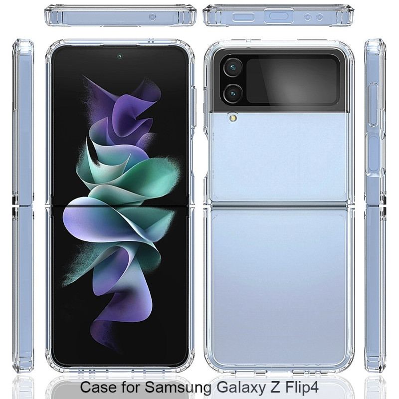 Capa De Celular Para Samsung Galaxy Z Flip 4 De Couro Contorno Reforçado Transparente