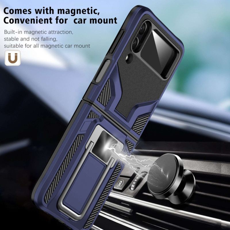 Capa De Celular Para Samsung Galaxy Z Flip 4 De Couro Suporte De Anel