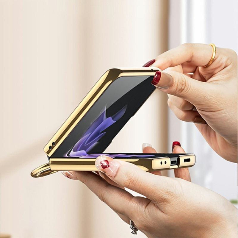 Capa Para Samsung Galaxy Z Flip 4 De Couro Acolchoado Com Anel Gkk