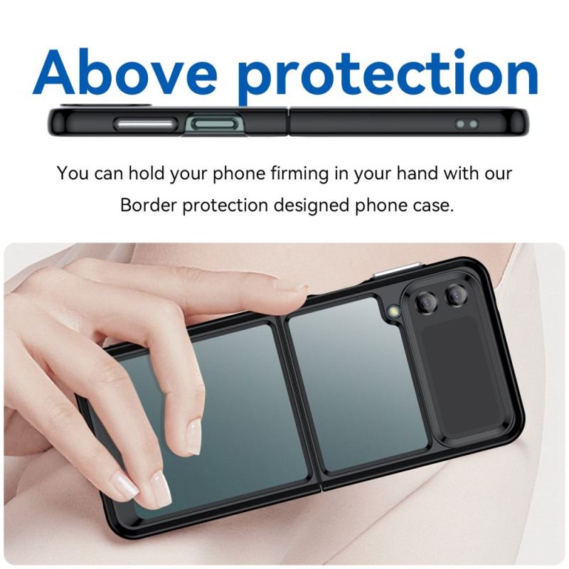 Capa Para Samsung Galaxy Z Flip 4 De Couro Acrílico Híbrido
