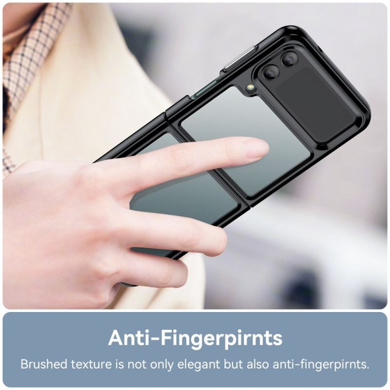 Capa Para Samsung Galaxy Z Flip 4 De Couro Acrílico Híbrido