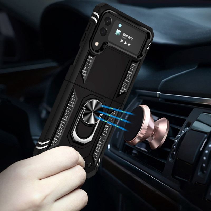 Capa Para Samsung Galaxy Z Flip 4 De Couro Anel Premium