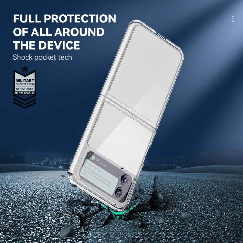 Capa Para Samsung Galaxy Z Flip 4 De Couro Antiamarelecimento Transparente