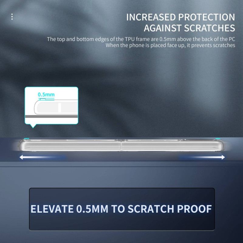 Capa Para Samsung Galaxy Z Flip 4 De Couro Antiamarelecimento Transparente