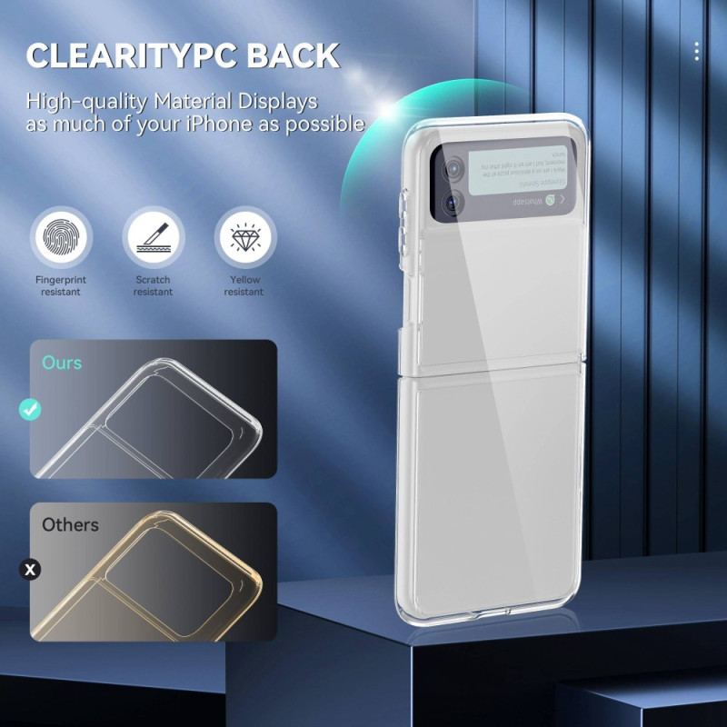 Capa Para Samsung Galaxy Z Flip 4 De Couro Antiamarelecimento Transparente