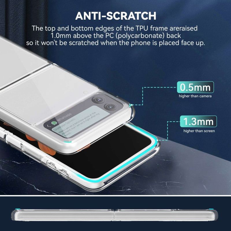 Capa Para Samsung Galaxy Z Flip 4 De Couro Antiamarelecimento Transparente