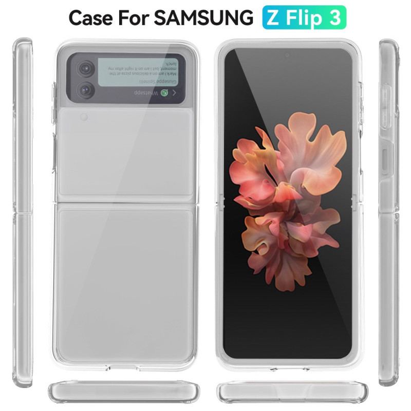 Capa Para Samsung Galaxy Z Flip 4 De Couro Antiamarelecimento Transparente