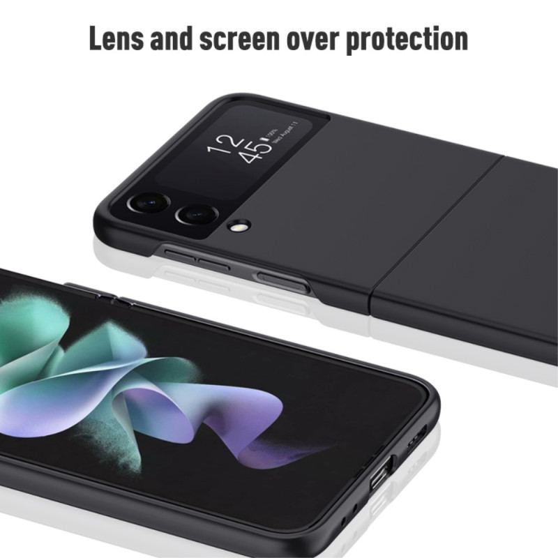 Capa Para Samsung Galaxy Z Flip 4 De Couro Clássico Rígido