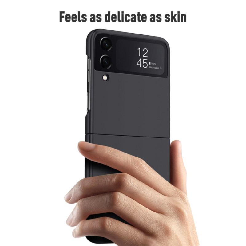 Capa Para Samsung Galaxy Z Flip 4 De Couro Clássico Rígido
