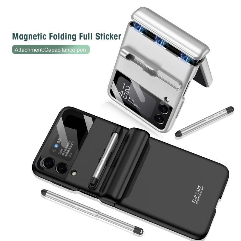 Capa Para Samsung Galaxy Z Flip 4 De Couro Com Caneta Gkk