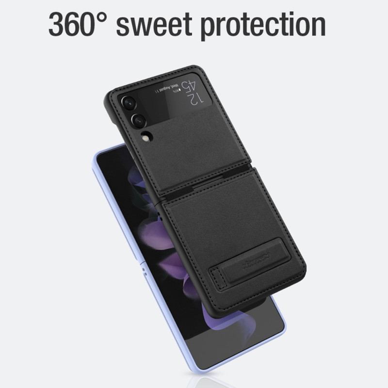 Capa Para Samsung Galaxy Z Flip 4 De Couro Couro E Suporte Nillkin