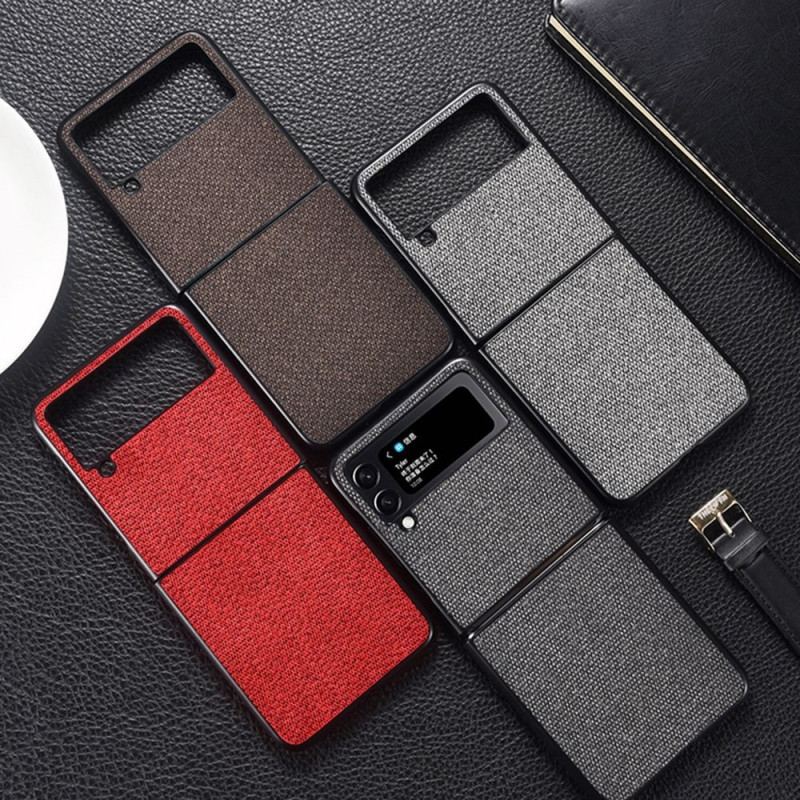 Capa Para Samsung Galaxy Z Flip 4 De Couro Efeito Grãos De Areia
