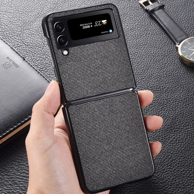Capa Para Samsung Galaxy Z Flip 4 De Couro Efeito Grãos De Areia