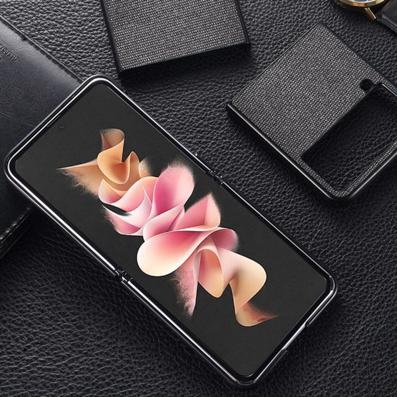 Capa Para Samsung Galaxy Z Flip 4 De Couro Efeito Grãos De Areia