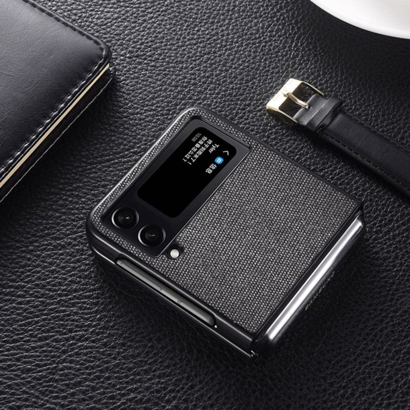 Capa Para Samsung Galaxy Z Flip 4 De Couro Efeito Grãos De Areia