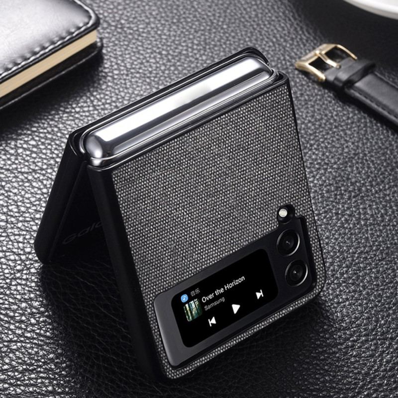 Capa Para Samsung Galaxy Z Flip 4 De Couro Efeito Grãos De Areia