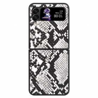 Capa Para Samsung Galaxy Z Flip 4 De Couro Efeito Pele De Cobra