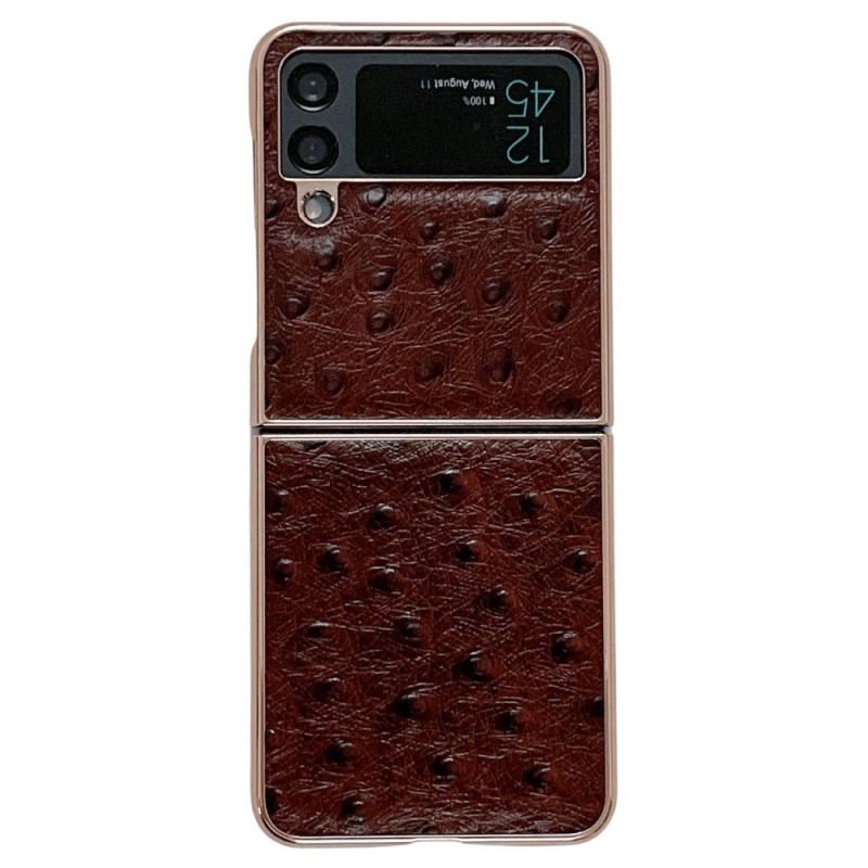 Capa Para Samsung Galaxy Z Flip 4 De Couro Estilo Avestruz