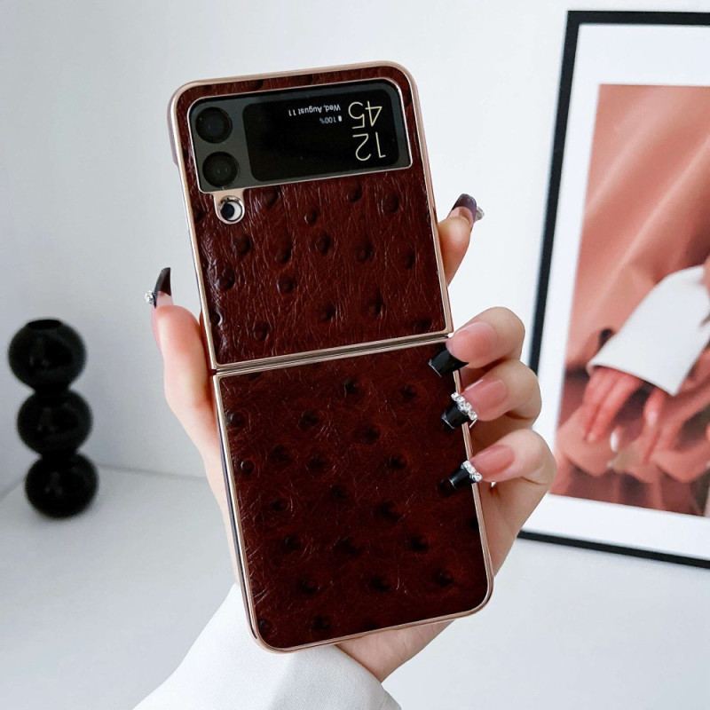 Capa Para Samsung Galaxy Z Flip 4 De Couro Estilo Avestruz