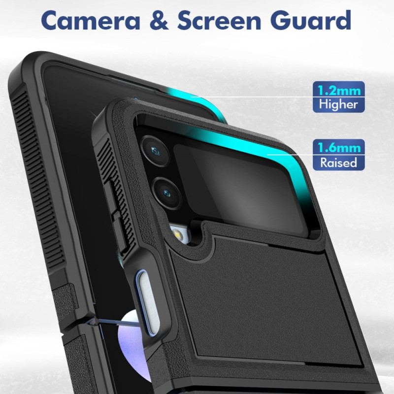 Capa Para Samsung Galaxy Z Flip 4 De Couro Estilo Fosco Rígido