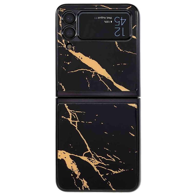 Capa Para Samsung Galaxy Z Flip 4 De Couro Estilo De Mármore