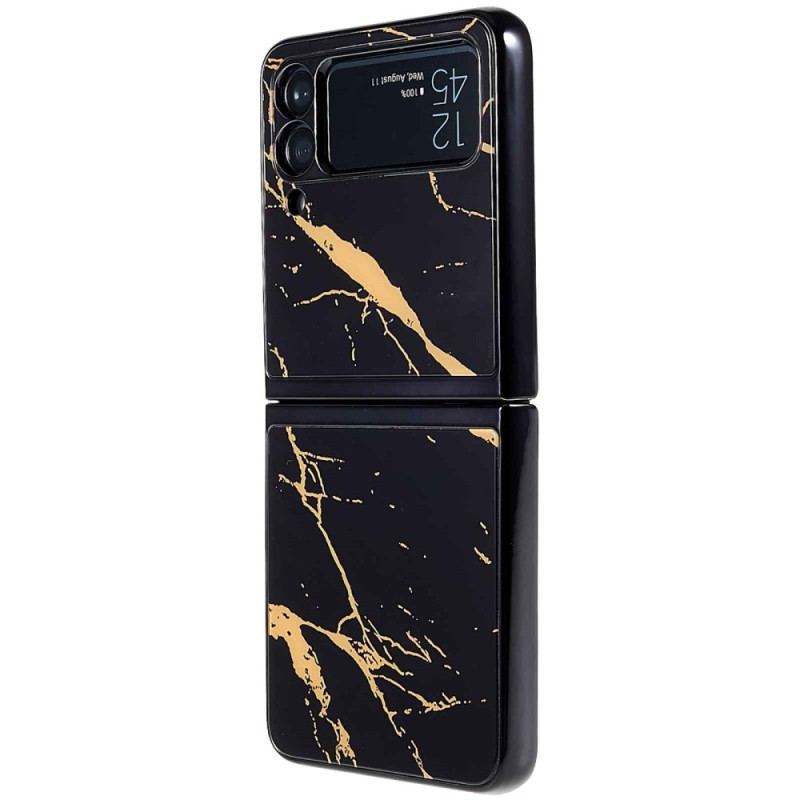 Capa Para Samsung Galaxy Z Flip 4 De Couro Estilo De Mármore