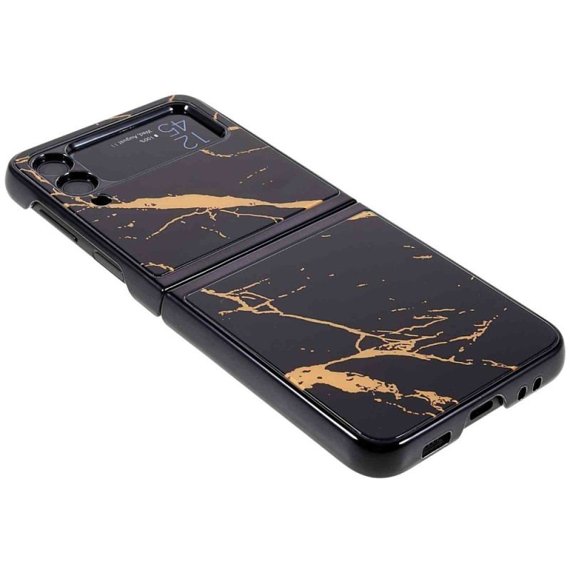 Capa Para Samsung Galaxy Z Flip 4 De Couro Estilo De Mármore