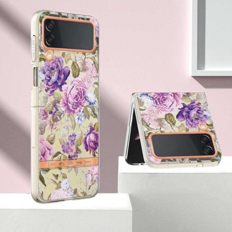 Capa Para Samsung Galaxy Z Flip 4 De Couro Floral
