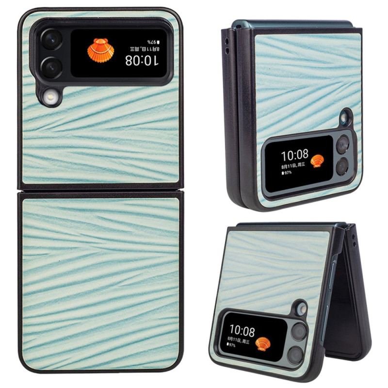 Capa Para Samsung Galaxy Z Flip 4 De Couro Couro Genuíno Textura Ondulada