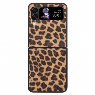 Capa Para Samsung Galaxy Z Flip 4 De Couro Leopardo