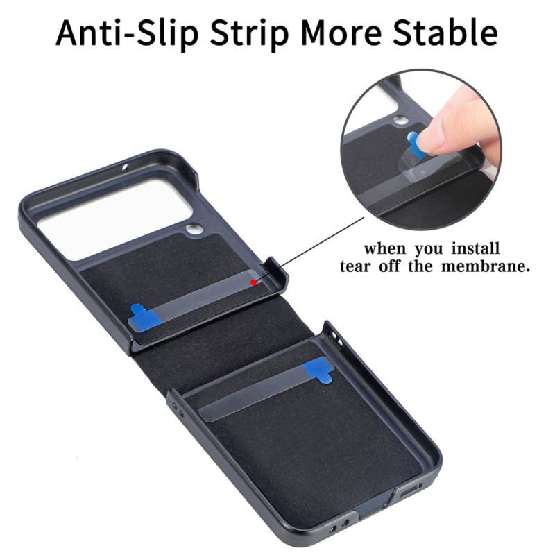 Capa Para Samsung Galaxy Z Flip 4 De Couro Linhas Geométricas