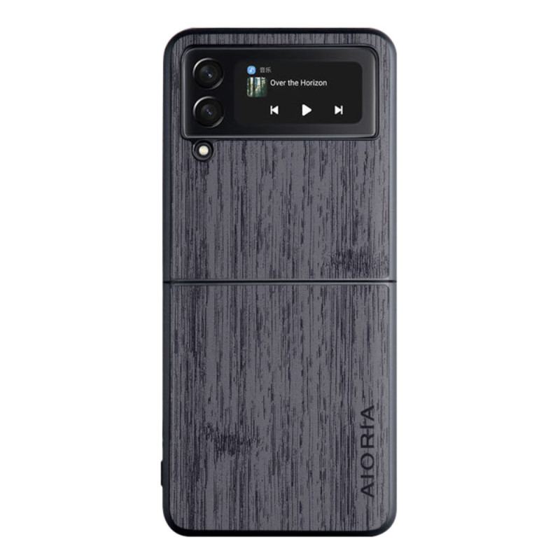 Capa Para Samsung Galaxy Z Flip 4 De Couro Madeira Aioria
