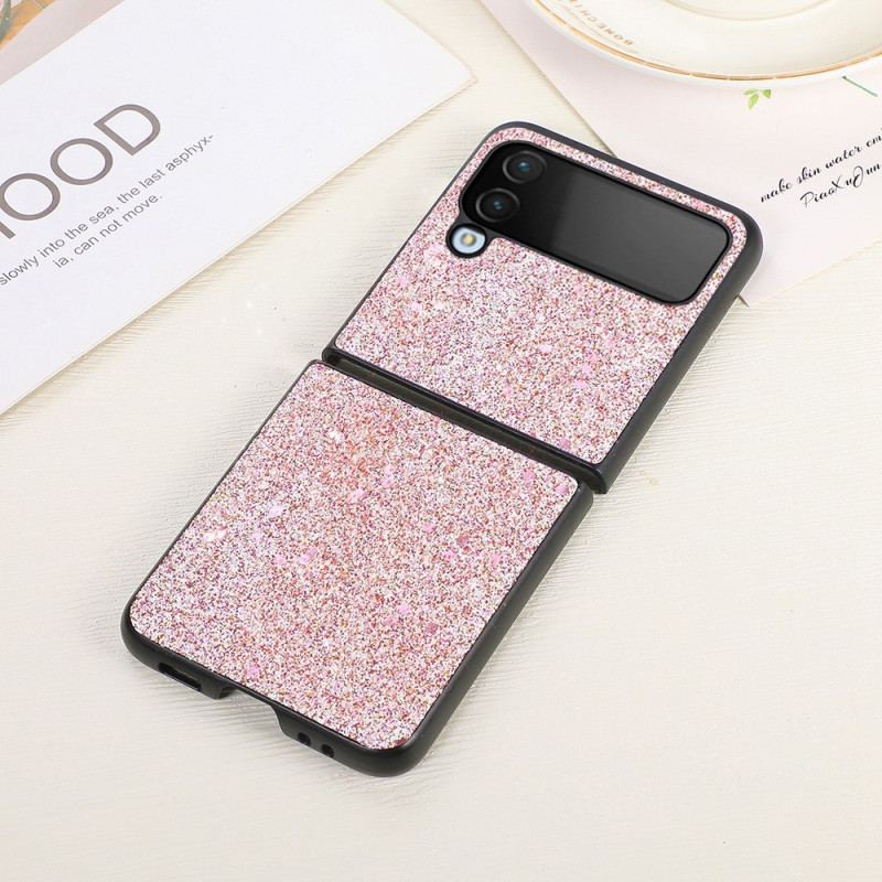 Capa Para Samsung Galaxy Z Flip 4 De Couro Pele Glitter