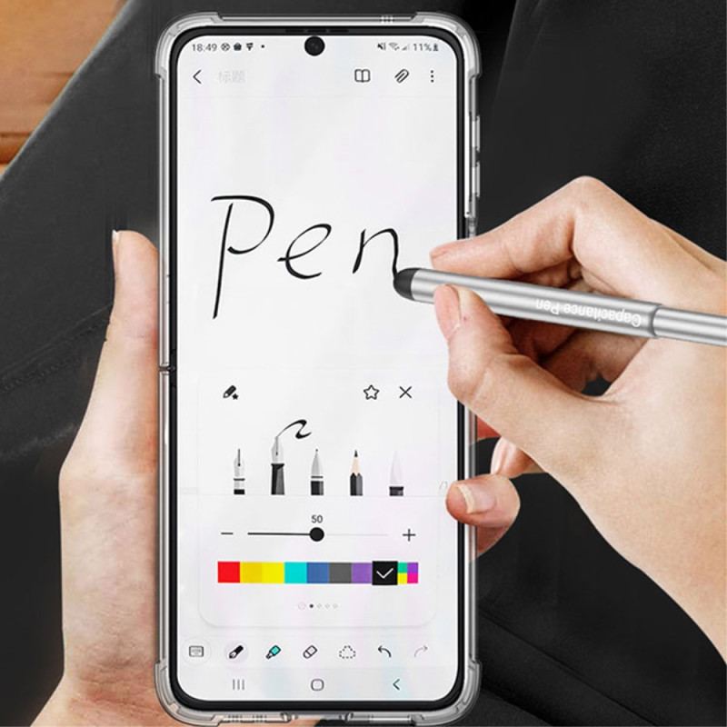 Capa Para Samsung Galaxy Z Flip 4 De Couro Pintado Com Gkk Stylus
